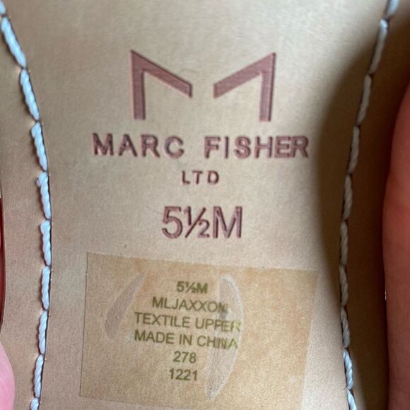 NEW Marc Fisher Jaxxon Square Toe Heeled Sandals Size 5.5 Orange Woven Strap - Picture 13 of 16